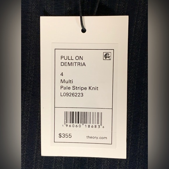 🖤 NWT Theory Pull-On Demetria Pale Stripe Knit Pants 🖤 - Picture 7 of 8
